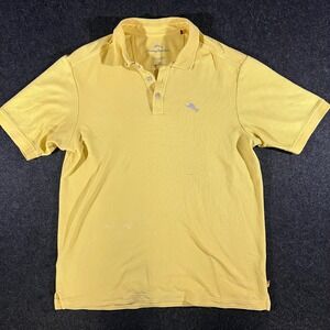 Tommy Bahama Polo Shirt Mens Medium Yellow Emfielder Pique Golf Resort Casual